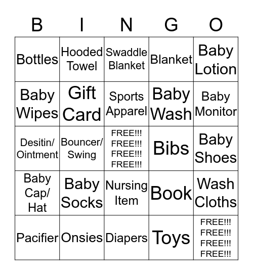 Barry & Michelle's Baby Shower Bingo Card