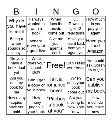 So you told people you have an agent Bingo Card