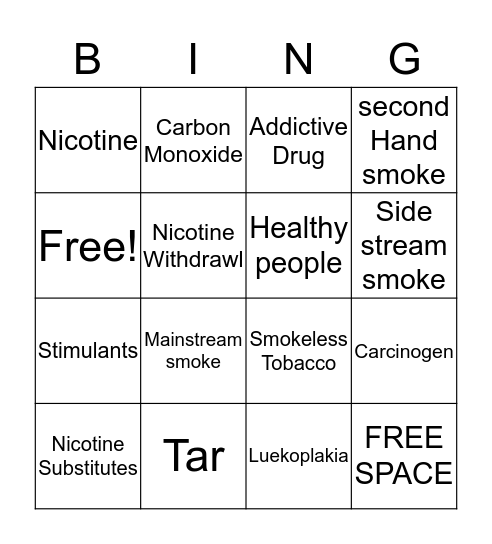 Tobacco BINGO !! Bingo Card