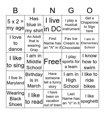 Fall Youth Retreat Bingo Card