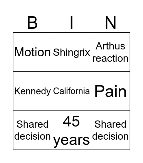 ACIP BINGO Card