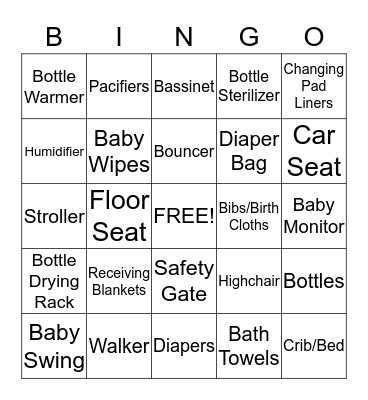 Baby Bingo Card