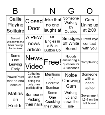 Toe Fingers Bingo Card