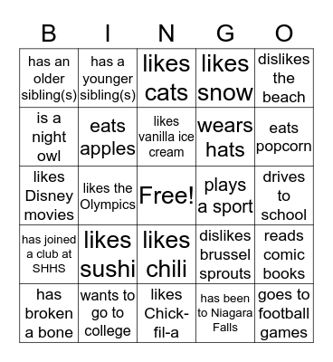 Find Someone Who... Bingo Card