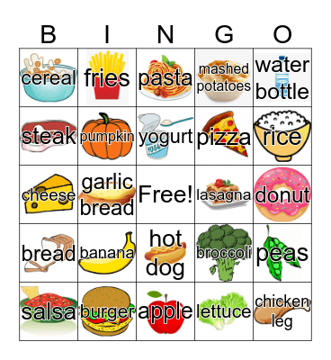 FOOD BINGO Card