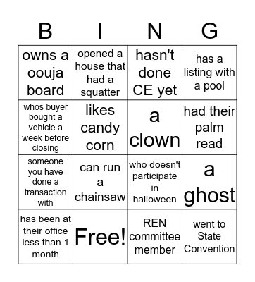 REN Halloween Selfie Bingo Card
