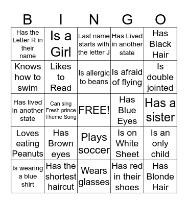 Social Bingo Card