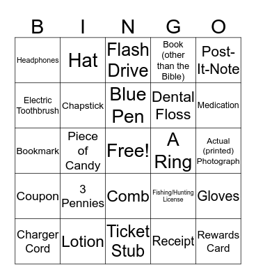 Cabin Bingo Card