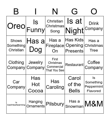 Christmas Commercial Bingo: Round One Bingo Card