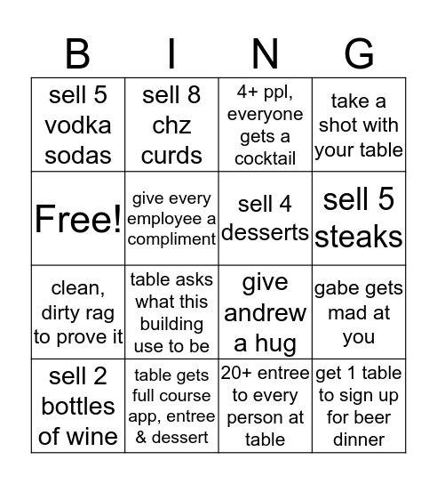 server bingo  Bingo Card