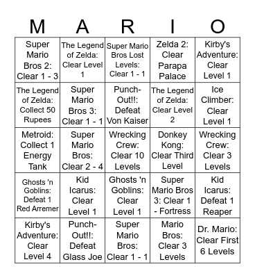 NES Bingo Card