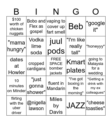 Ivana Bingo Card