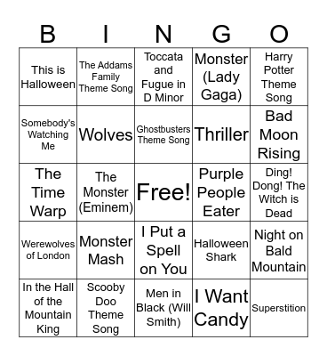 Halloween Bingo Card