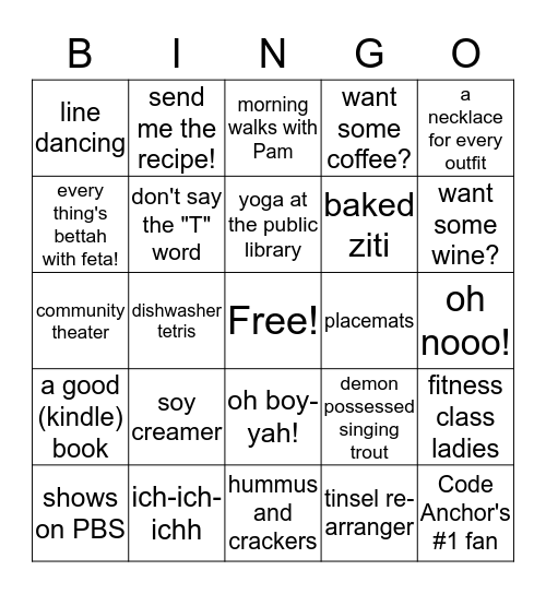 JANE'S BIRTHDAY Bingo Card