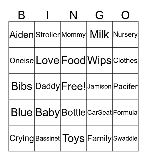 Aiden Jamison Bingo Card