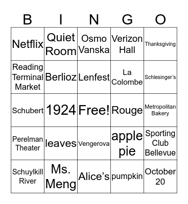 BINGO! Bingo Card
