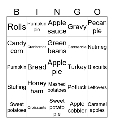 Thanksgiving Bingo!!! Bingo Card