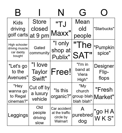 Viera Bingo Card