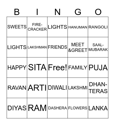 DIWALI Bingo Card