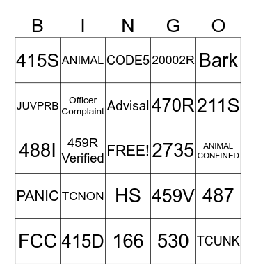Dispatch Bingo Card