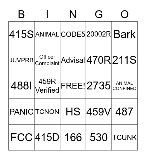 Dispatch Bingo Card