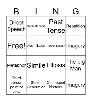 The Burnt Stick Bingo Card