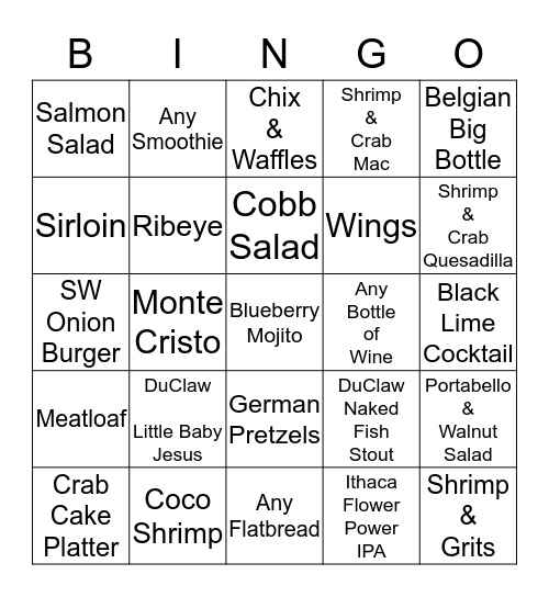 TAPHOUSE BINGO!!!!!! Bingo Card