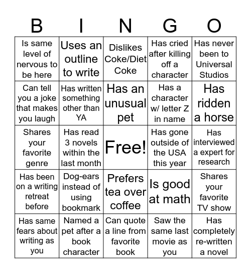 Wordsmith Intro Bingo! Find someone who... Bingo Card