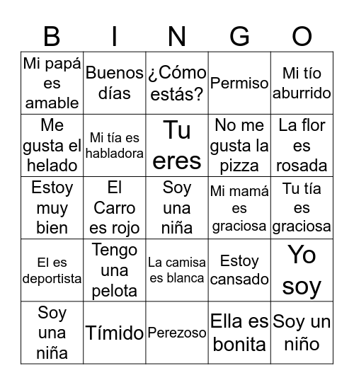 Español es divertido  Bingo Card