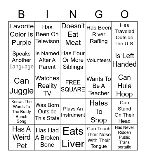 Mid-Atlantic Region Jack and Jill Trivia Bingo Card