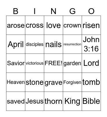 Easter Bingo Card
