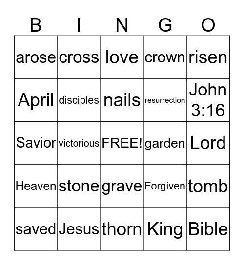 Easter Bingo Card