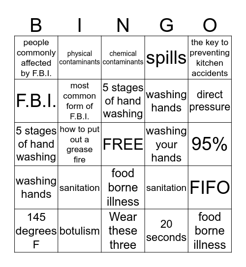 San Carlos Safety & Sanitation BINGO Card