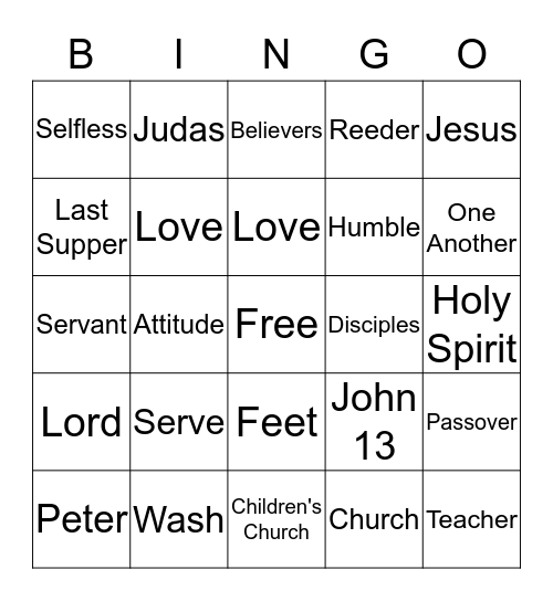 Serving in Love Bingo Card