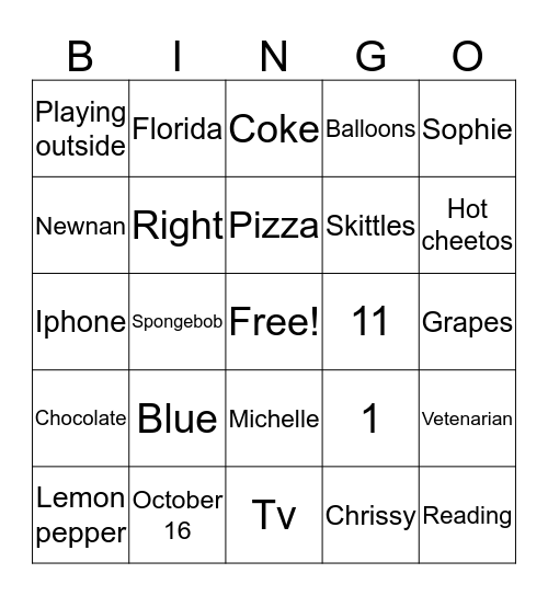 Birthday Bingo! Bingo Card