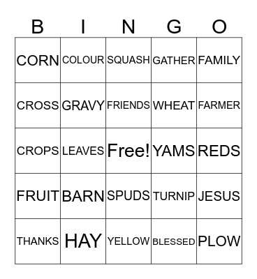 THANKS Bingo Card