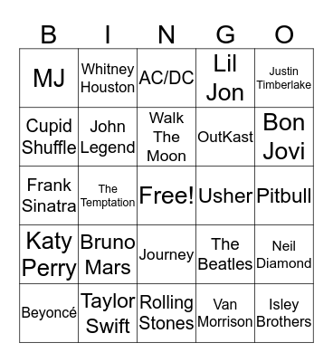 Wedding Song Bingo Card