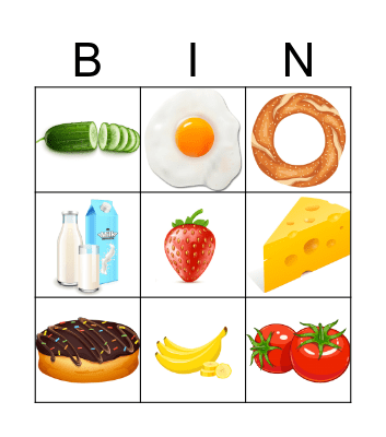 Food Bingo Card