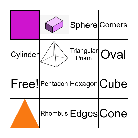 2D and 3D Shapes Bingo Card