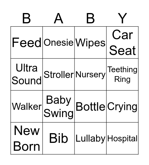 Baby Bingo Card