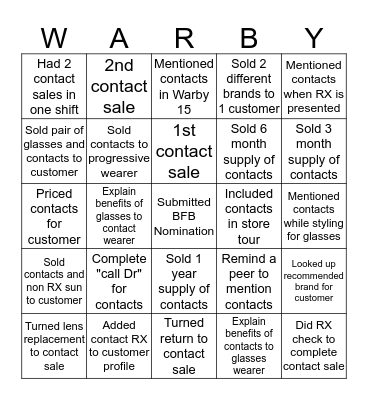 Cherry Creek Contact BINGO Card