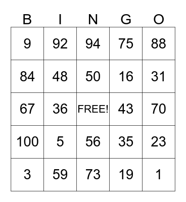 BINGO PARK Bingo Card