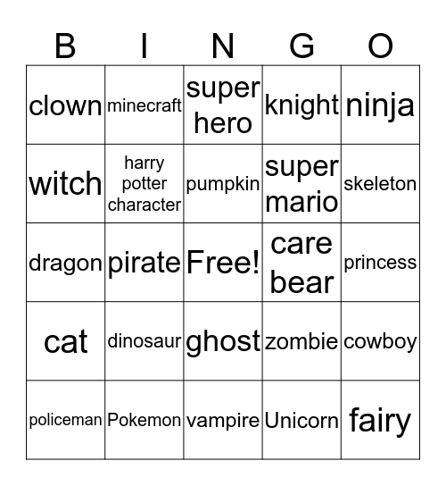 Halloween Bingo Card