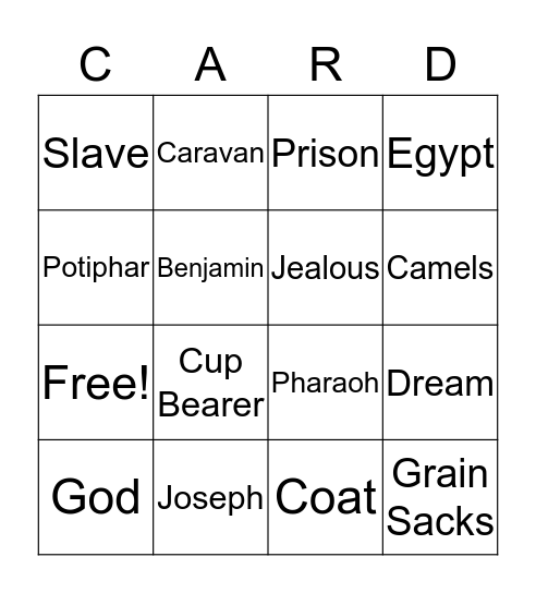 Joseph Bingo Card