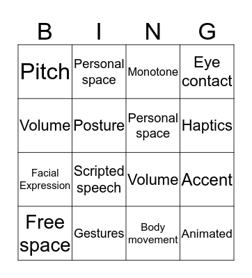 The Mime Game Bingo Card