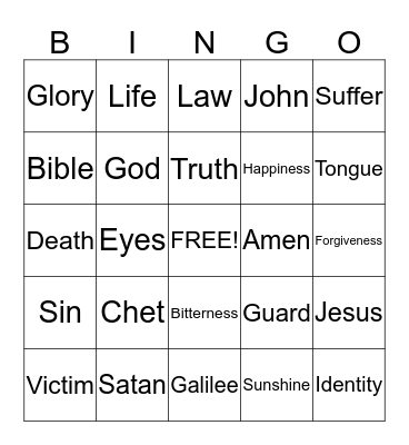 Sermon Bingo (do only during the sermon) Bingo Card