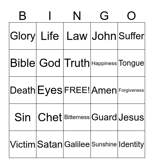 Sermon Bingo (do only during the sermon) Bingo Card