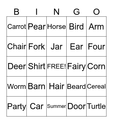 Bingo! Bingo Card