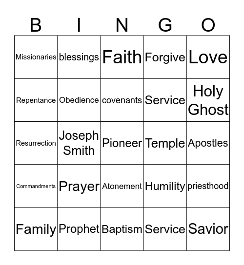 General Conference Bingo Card