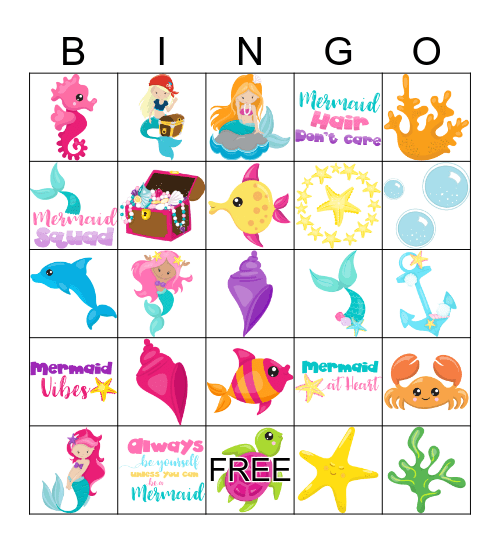 Mermaid Bingo Card